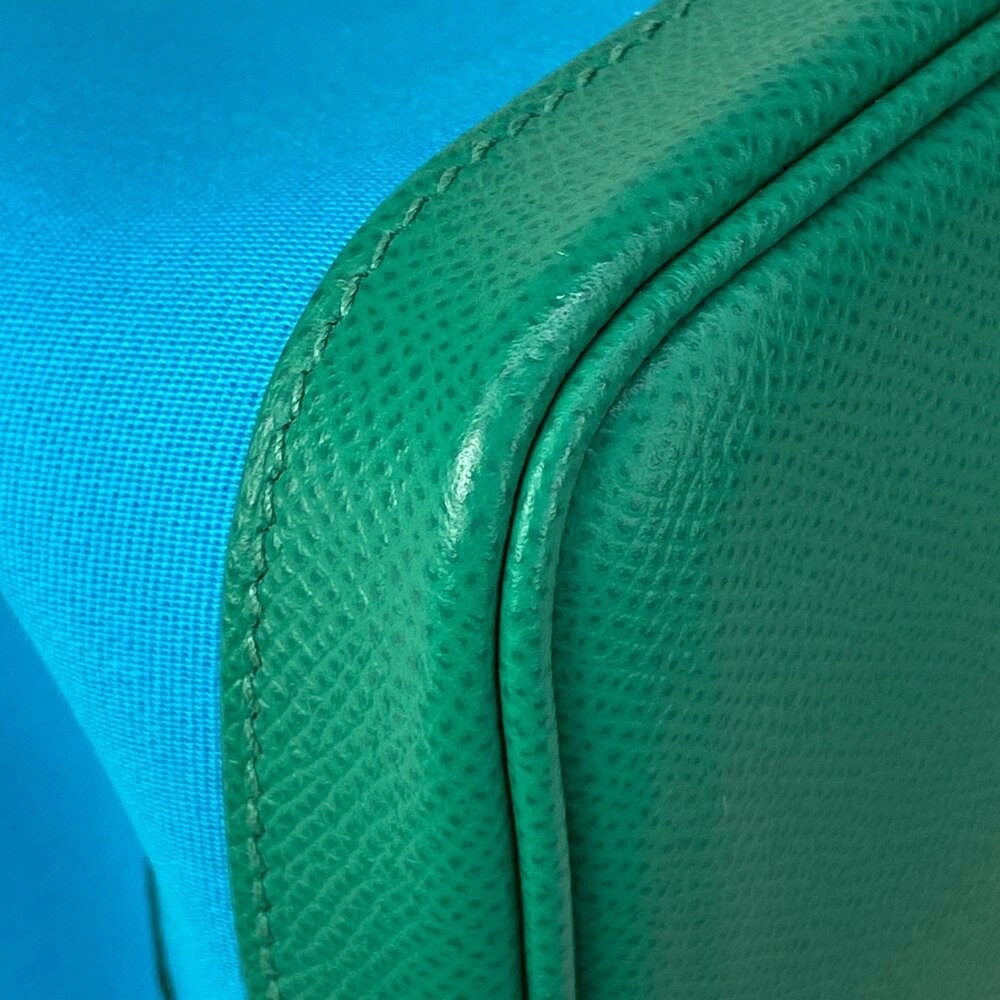 Hermès Garden Party PM Tote Bag blue aztec Vert Jade Toile Officier Veau Epsom - Picture 7 of 16